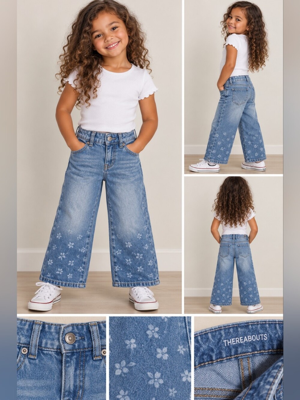 Thereabouts girls size 4 denim patterned jeans #28